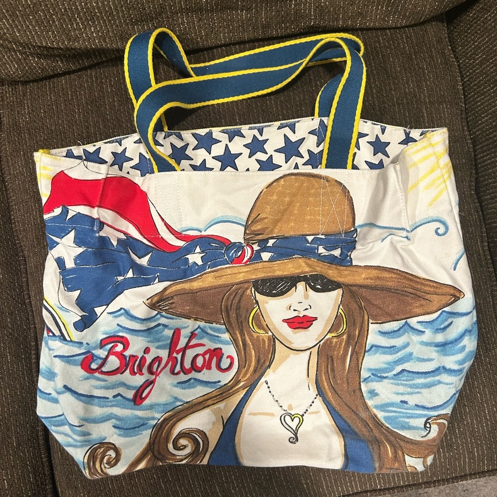 Vintage Brighton Blue and White Star Tote